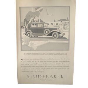 Vintage 1929 Studebaker Commander Eight Ad Advertisment
